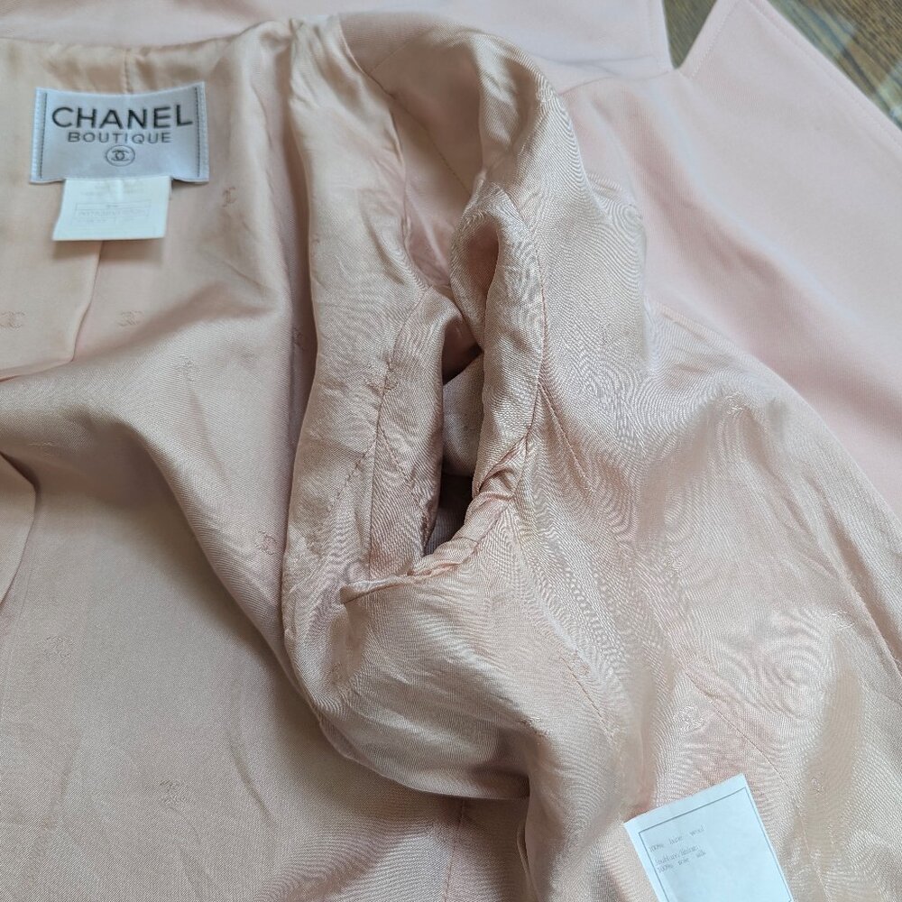 CHANEL Vintage Pink Wool Double Breasted Jacket 97P Spring 1997 FR40 S M 6 8 - Picture 15 of 16